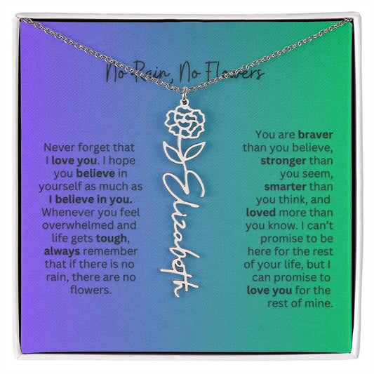 No Rain - No Flowers | Birth Necklace | Name Necklace | Special Gift for Mom, Sister, and Soulmate - Ever Trendy Essentials