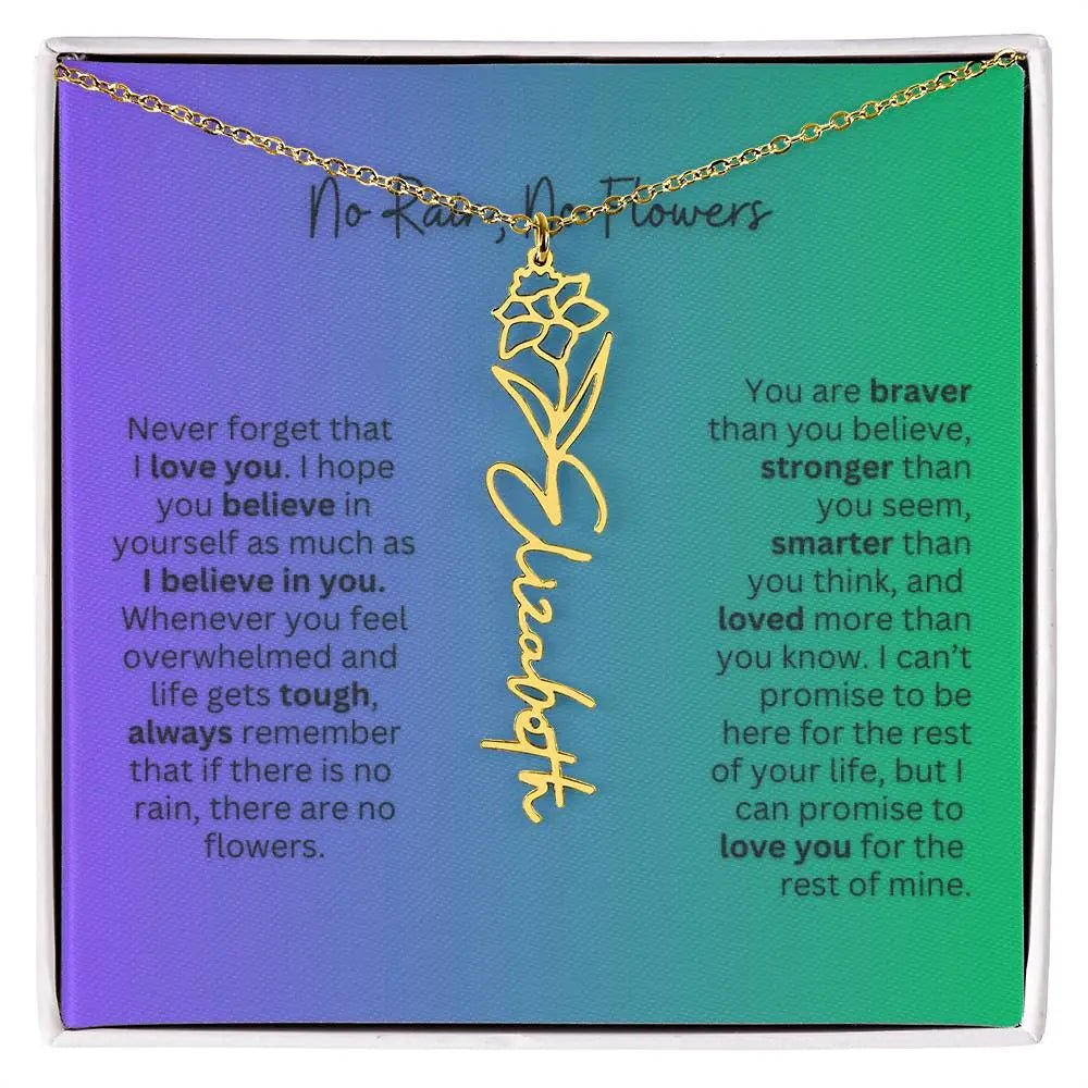 No Rain - No Flowers | Birth Necklace | Name Necklace | Special Gift for Mom, Sister, and Soulmate - Ever Trendy Essentials