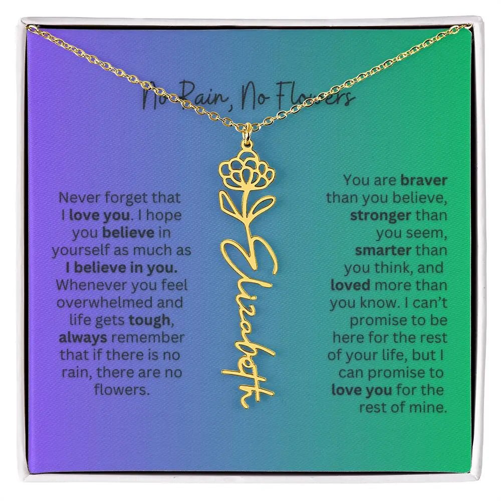 No Rain - No Flowers | Birth Necklace | Name Necklace | Special Gift for Mom, Sister, and Soulmate - Ever Trendy Essentials