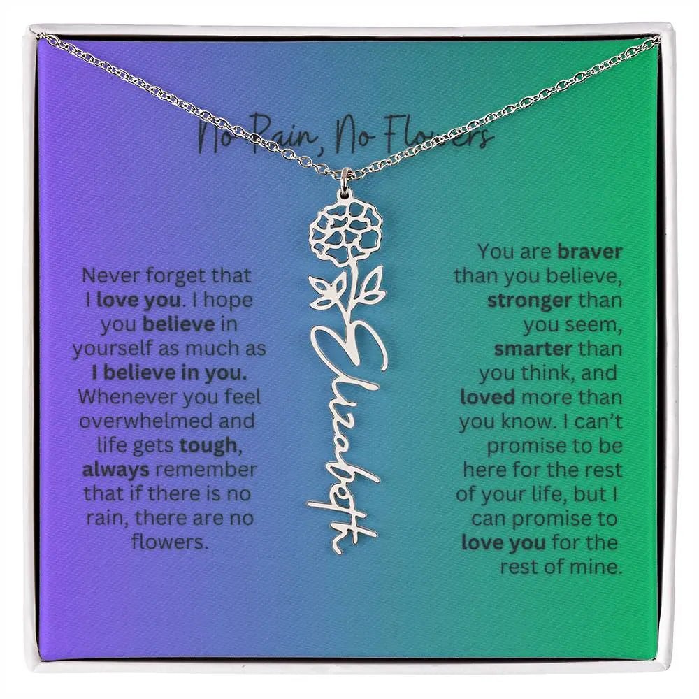 No Rain - No Flowers | Birth Necklace | Name Necklace | Special Gift for Mom, Sister, and Soulmate - Ever Trendy Essentials