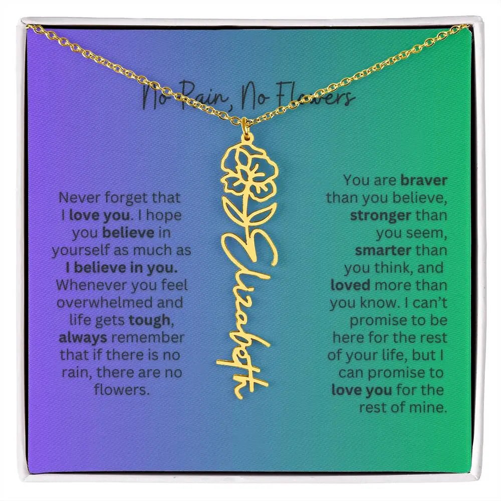 No Rain - No Flowers | Birth Necklace | Name Necklace | Special Gift for Mom, Sister, and Soulmate - Ever Trendy Essentials