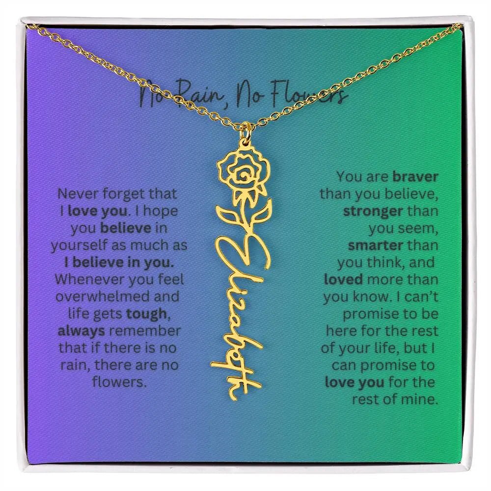 No Rain - No Flowers | Birth Necklace | Name Necklace | Special Gift for Mom, Sister, and Soulmate - Ever Trendy Essentials