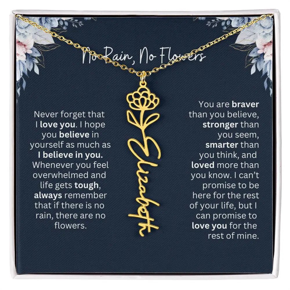 No Rain - No Flowers | Birth Necklace | Name Necklace | Special Gift from Dad to Daughter - Ever Trendy Essentials