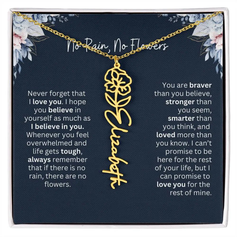 No Rain - No Flowers | Birth Necklace | Name Necklace | Special Gift from Dad to Daughter - Ever Trendy Essentials