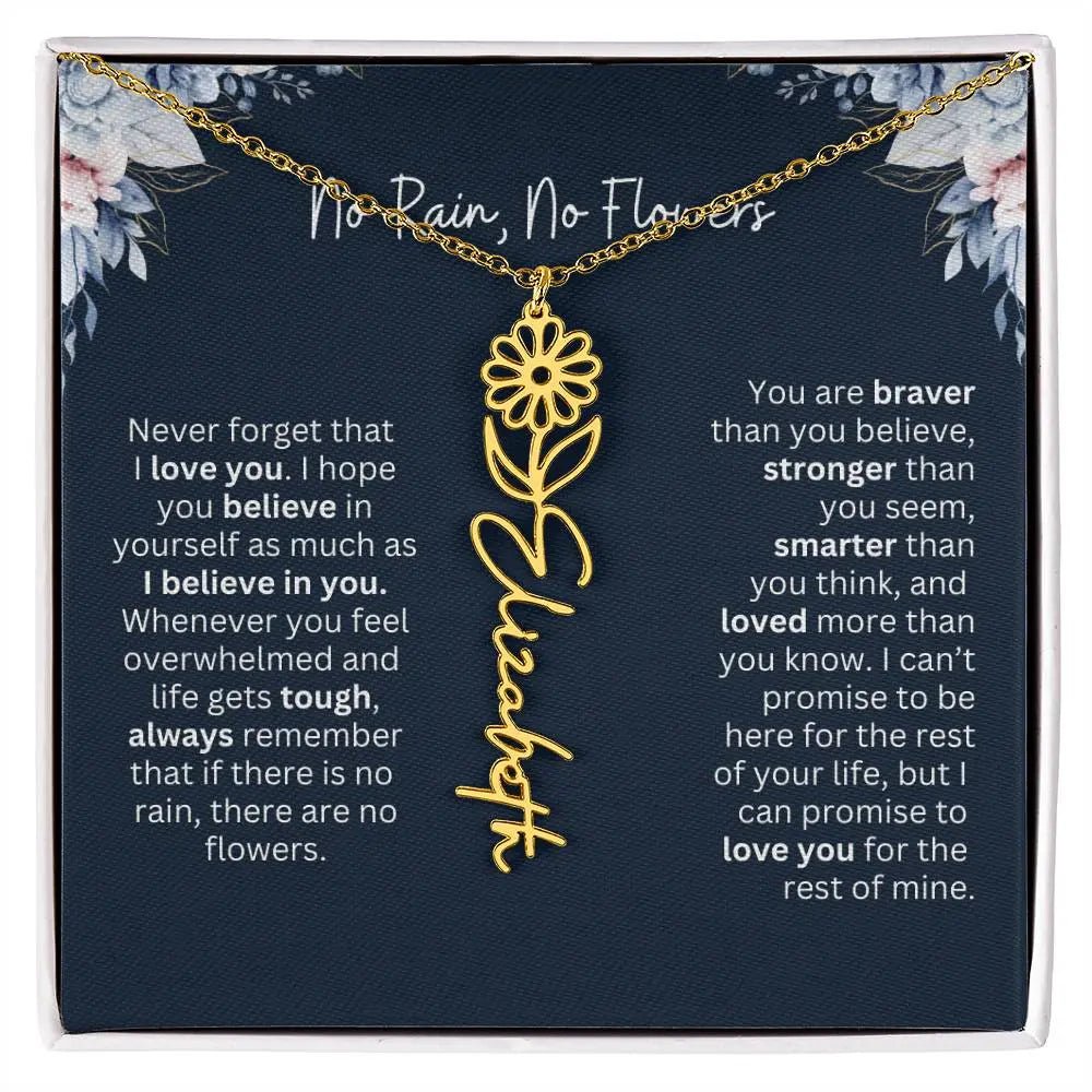 No Rain - No Flowers | Birth Necklace | Name Necklace | Special Gift from Dad to Daughter - Ever Trendy Essentials