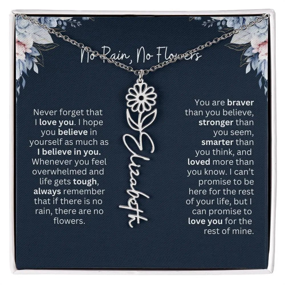 No Rain - No Flowers | Birth Necklace | Name Necklace | Special Gift from Dad to Daughter - Ever Trendy Essentials