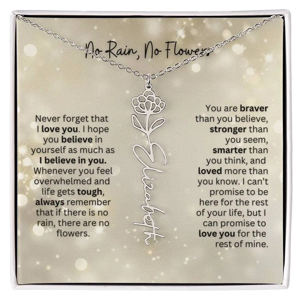 No Rain - No Flowers | Birth Necklace | Name Necklace | Thoughtful Christmas Gift for Mom, Wife, Daughter, Sister, Aunt, and Grandma - Ever Trendy Essentials