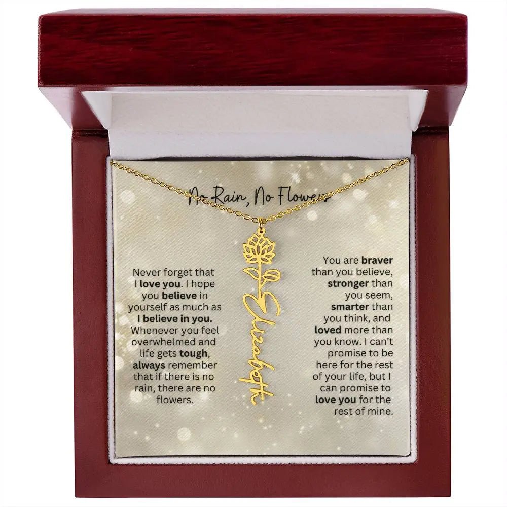 No Rain - No Flowers | Birth Necklace | Name Necklace | Thoughtful Christmas Gift for Mom, Wife, Daughter, Sister, Aunt, and Grandma - Ever Trendy Essentials