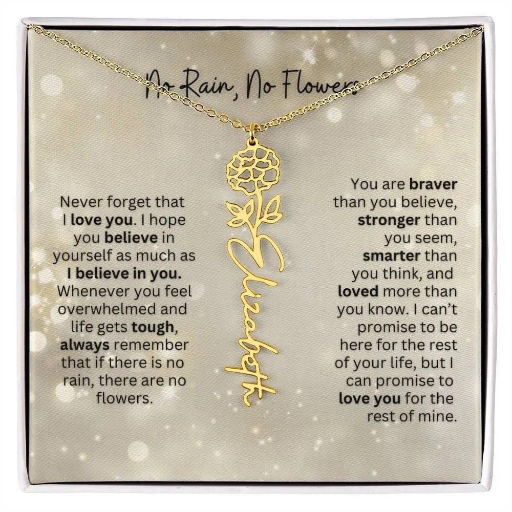 No Rain - No Flowers | Birth Necklace | Name Necklace | Thoughtful Christmas Gift for Mom, Wife, Daughter, Sister, Aunt, and Grandma - Ever Trendy Essentials