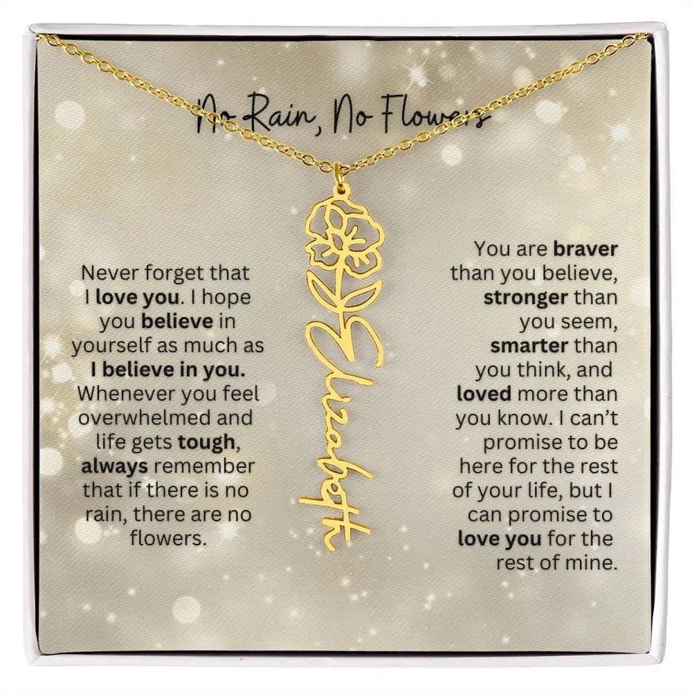 No Rain - No Flowers | Birth Necklace | Name Necklace | Thoughtful Christmas Gift for Mom, Wife, Daughter, Sister, Aunt, and Grandma - Ever Trendy Essentials