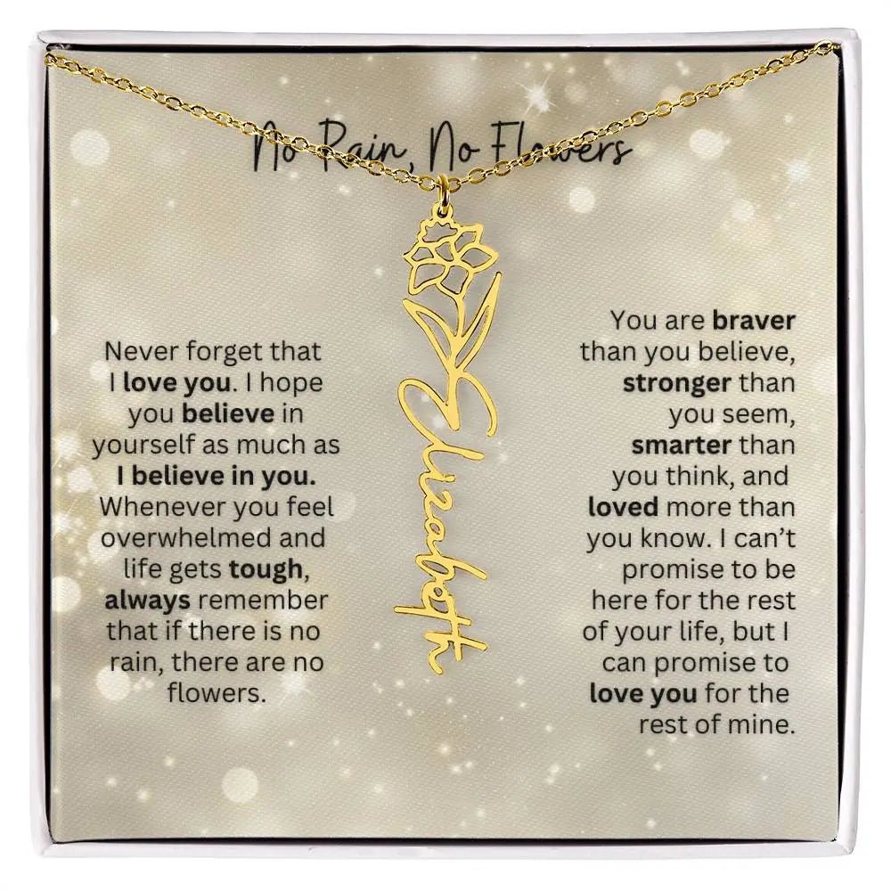 No Rain - No Flowers | Birth Necklace | Name Necklace | Thoughtful Christmas Gift for Mom, Wife, Daughter, Sister, Aunt, and Grandma - Ever Trendy Essentials