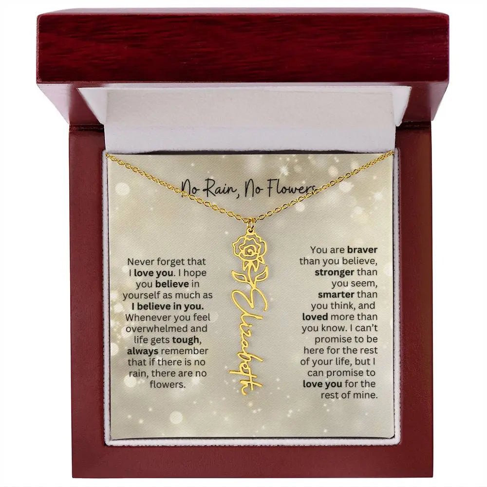 No Rain - No Flowers | Birth Necklace | Name Necklace | Thoughtful Christmas Gift for Mom, Wife, Daughter, Sister, Aunt, and Grandma - Ever Trendy Essentials