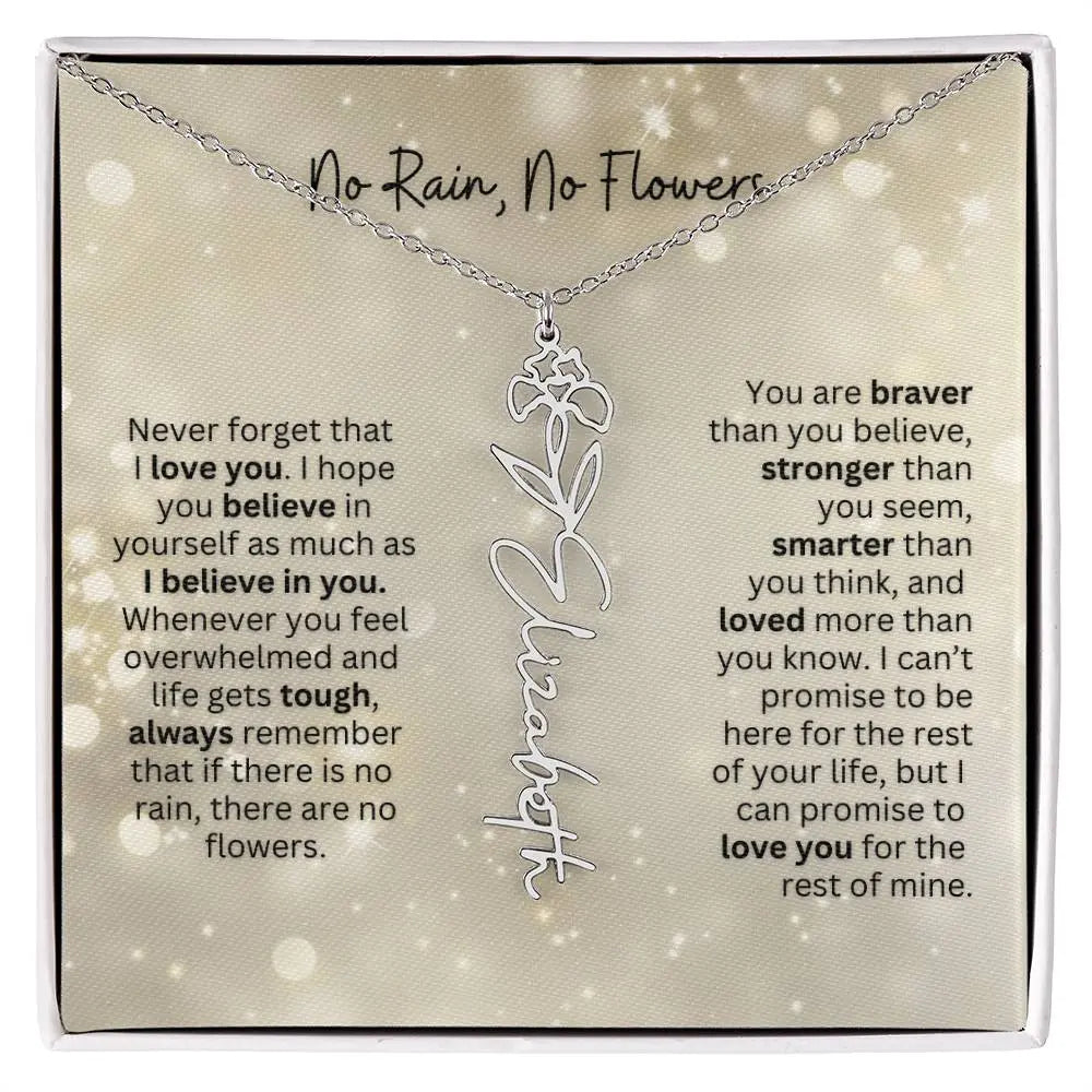 No Rain - No Flowers | Birth Necklace | Name Necklace | Thoughtful Christmas Gift for Mom, Wife, Daughter, Sister, Aunt, and Grandma - Ever Trendy Essentials
