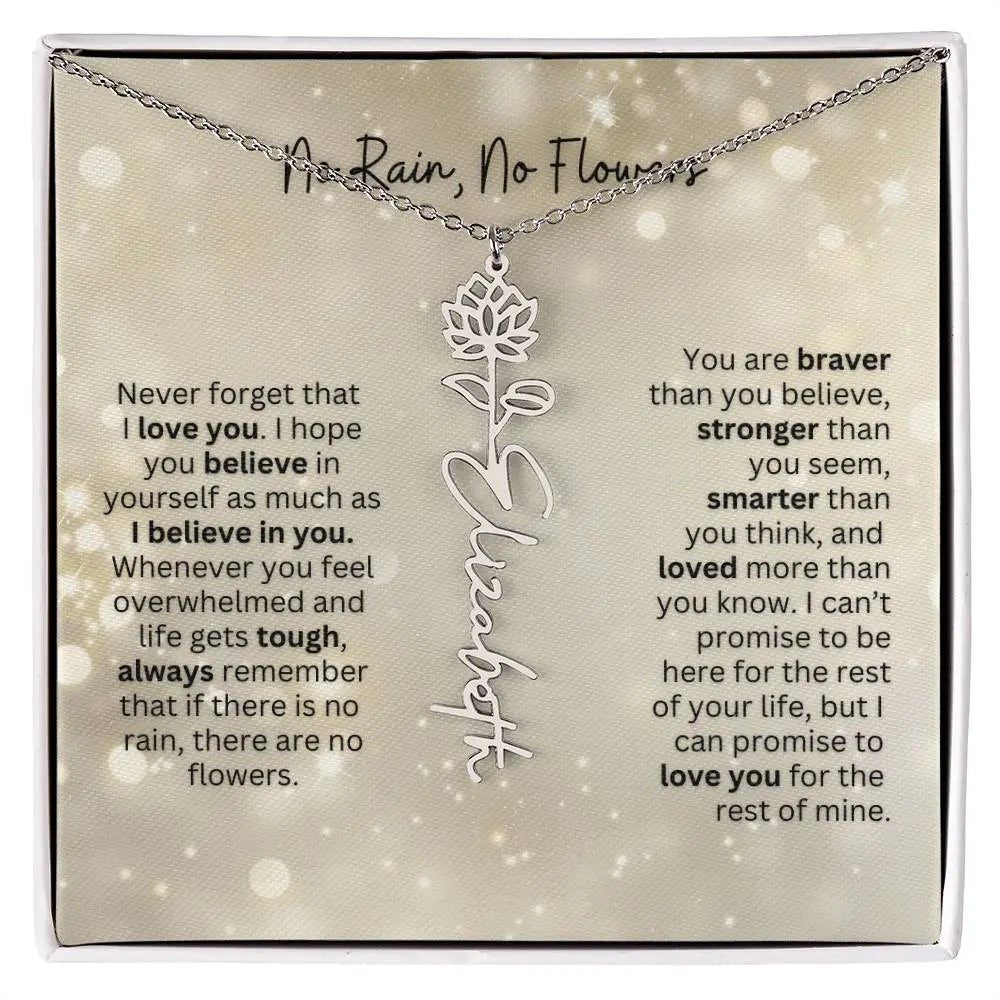 No Rain - No Flowers | Birth Necklace | Name Necklace | Thoughtful Christmas Gift for Mom, Wife, Daughter, Sister, Aunt, and Grandma - Ever Trendy Essentials