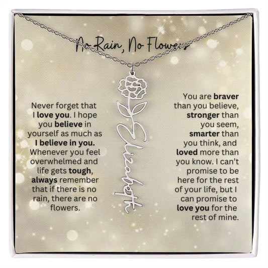 No Rain - No Flowers | Birth Necklace | Name Necklace | Thoughtful Christmas Gift for Mom, Wife, Daughter, Sister, Aunt, and Grandma - Ever Trendy Essentials