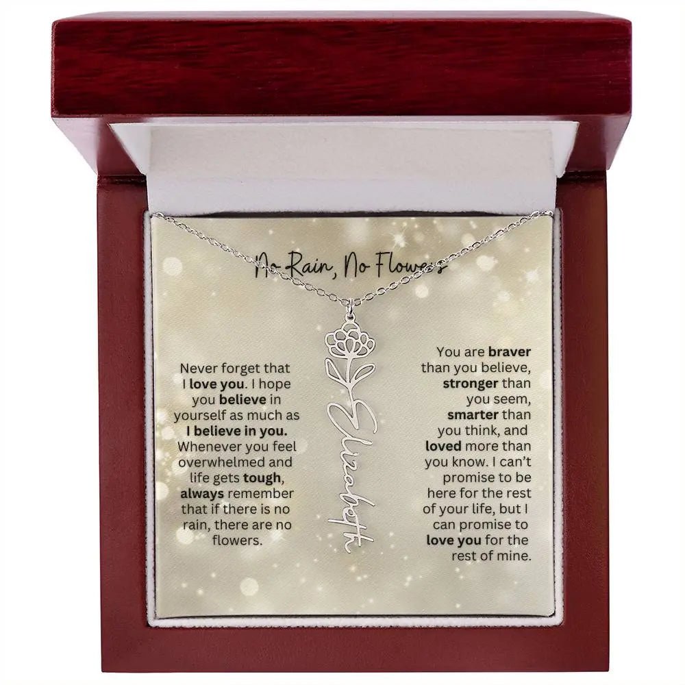No Rain - No Flowers | Birth Necklace | Name Necklace | Thoughtful Christmas Gift for Mom, Wife, Daughter, Sister, Aunt, and Grandma - Ever Trendy Essentials