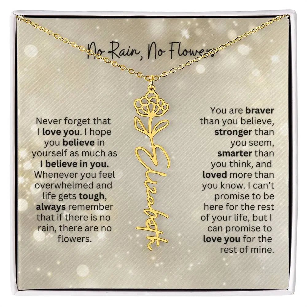 No Rain - No Flowers | Birth Necklace | Name Necklace | Thoughtful Christmas Gift for Mom, Wife, Daughter, Sister, Aunt, and Grandma - Ever Trendy Essentials