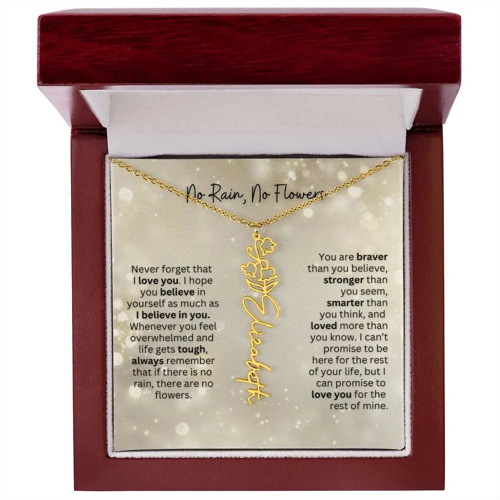 No Rain - No Flowers | Birth Necklace | Name Necklace | Thoughtful Christmas Gift for Mom, Wife, Daughter, Sister, Aunt, and Grandma - Ever Trendy Essentials