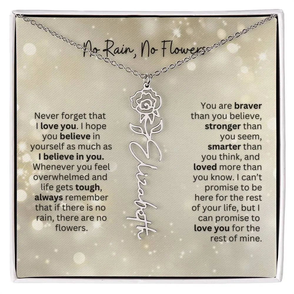 No Rain - No Flowers | Birth Necklace | Name Necklace | Thoughtful Christmas Gift for Mom, Wife, Daughter, Sister, Aunt, and Grandma - Ever Trendy Essentials