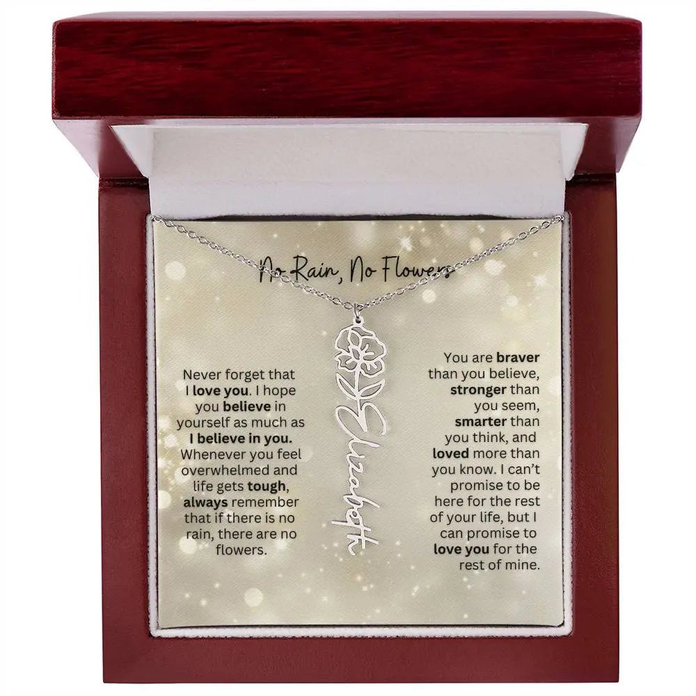No Rain - No Flowers | Birth Necklace | Name Necklace | Thoughtful Christmas Gift for Mom, Wife, Daughter, Sister, Aunt, and Grandma - Ever Trendy Essentials