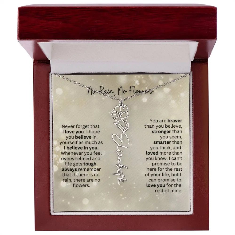 No Rain - No Flowers | Birth Necklace | Name Necklace | Thoughtful Christmas Gift for Mom, Wife, Daughter, Sister, Aunt, and Grandma - Ever Trendy Essentials