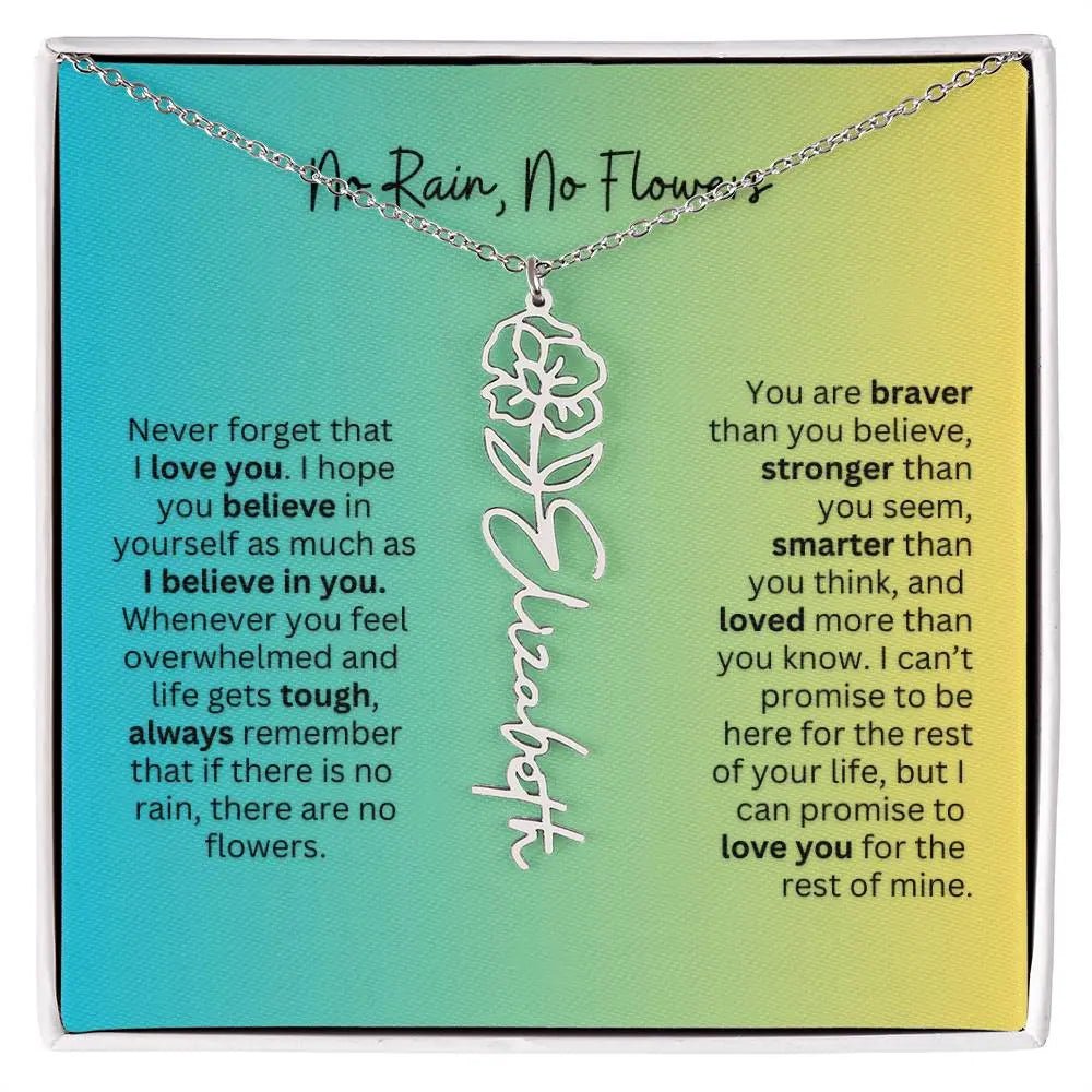 No Rain - No Flowers | Birth Necklace | Name Necklace | Thoughtful Gift for Wife, Daughter, and Best Friend - Ever Trendy Essentials