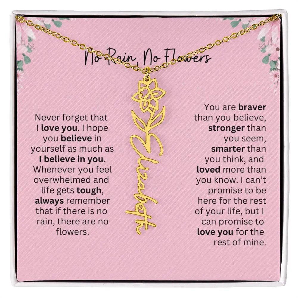 No Rain - No Flowers | Birth Necklace | Name Necklace | Unique Gift for Girlfriend, Wife, and Granddaughter - Ever Trendy Essentials