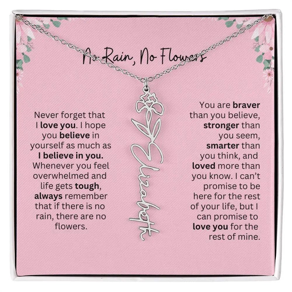 No Rain - No Flowers | Birth Necklace | Name Necklace | Unique Gift for Girlfriend, Wife, and Granddaughter - Ever Trendy Essentials