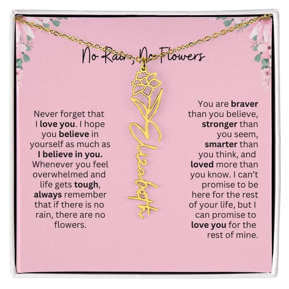 No Rain - No Flowers | Birth Necklace | Name Necklace | Unique Gift for Girlfriend, Wife, and Granddaughter - Ever Trendy Essentials