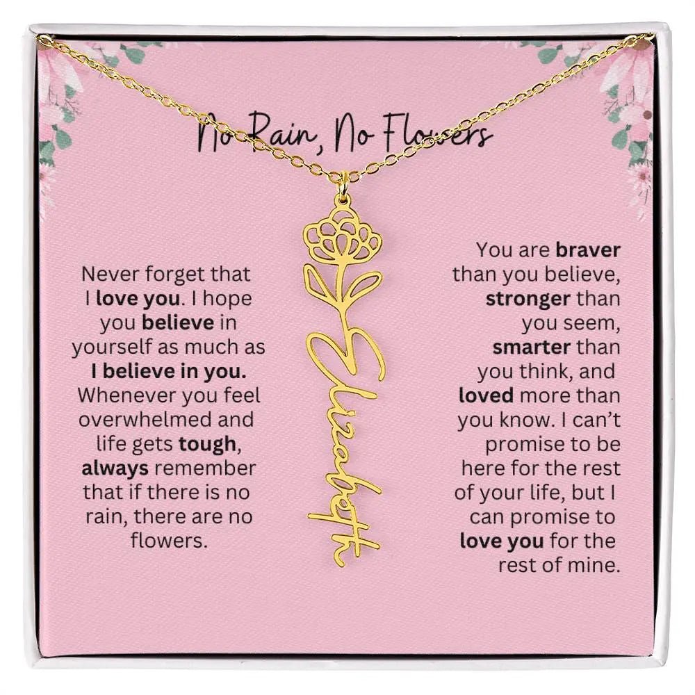 No Rain - No Flowers | Birth Necklace | Name Necklace | Unique Gift for Girlfriend, Wife, and Granddaughter - Ever Trendy Essentials