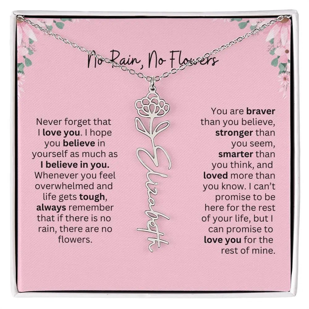 No Rain - No Flowers | Birth Necklace | Name Necklace | Unique Gift for Girlfriend, Wife, and Granddaughter - Ever Trendy Essentials