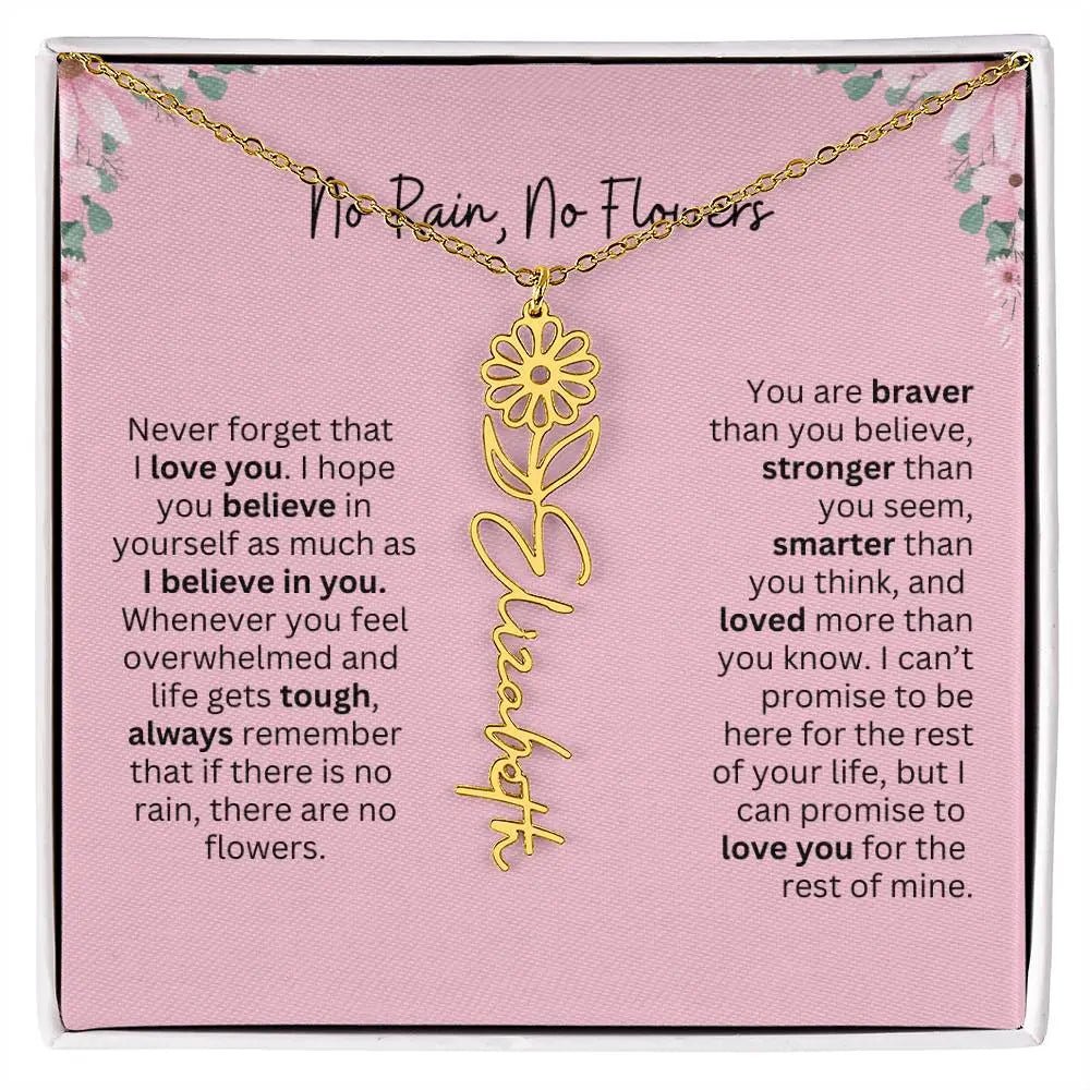 No Rain - No Flowers | Birth Necklace | Name Necklace | Unique Gift for Girlfriend, Wife, and Granddaughter - Ever Trendy Essentials