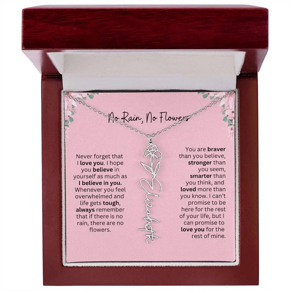 No Rain - No Flowers | Birth Necklace | Name Necklace | Unique Gift for Girlfriend, Wife, and Granddaughter - Ever Trendy Essentials
