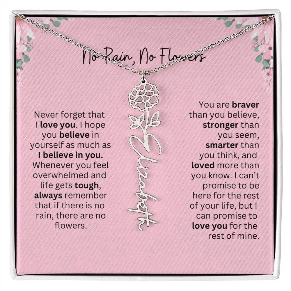 No Rain - No Flowers | Birth Necklace | Name Necklace | Unique Gift for Girlfriend, Wife, and Granddaughter - Ever Trendy Essentials