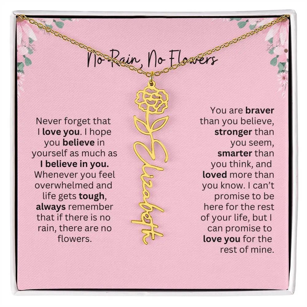 No Rain - No Flowers | Birth Necklace | Name Necklace | Unique Gift for Girlfriend, Wife, and Granddaughter - Ever Trendy Essentials