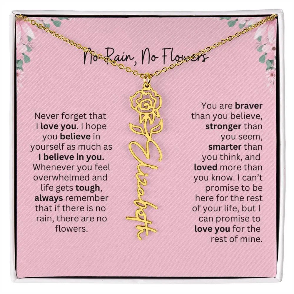 No Rain - No Flowers | Birth Necklace | Name Necklace | Unique Gift for Girlfriend, Wife, and Granddaughter - Ever Trendy Essentials