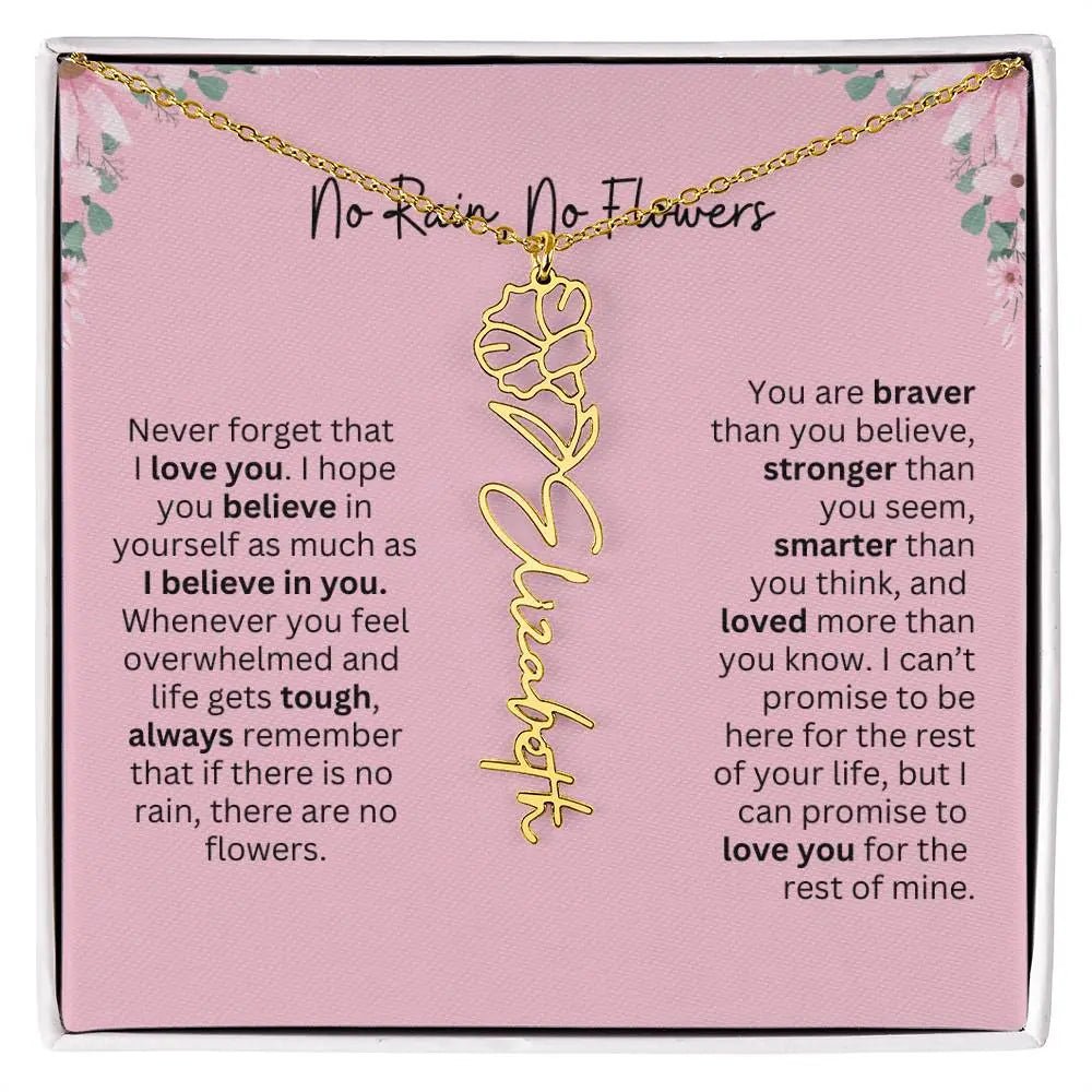 No Rain - No Flowers | Birth Necklace | Name Necklace | Unique Gift for Girlfriend, Wife, and Granddaughter - Ever Trendy Essentials