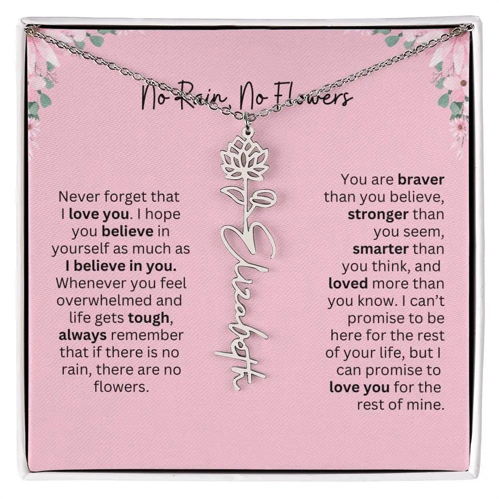 No Rain - No Flowers | Birth Necklace | Name Necklace | Unique Gift for Girlfriend, Wife, and Granddaughter - Ever Trendy Essentials