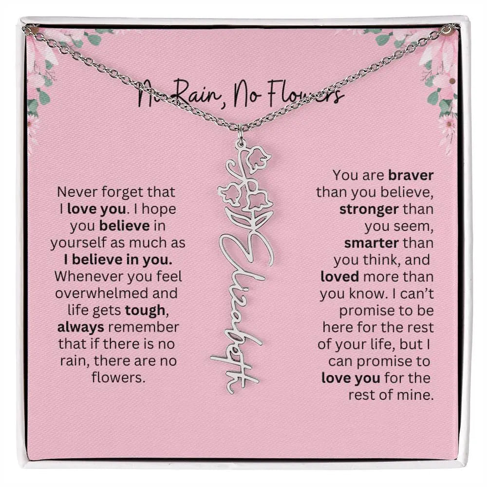 No Rain - No Flowers | Birth Necklace | Name Necklace | Unique Gift for Girlfriend, Wife, and Granddaughter - Ever Trendy Essentials