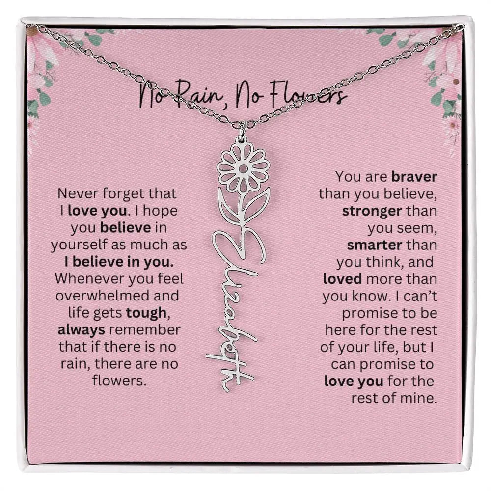 No Rain - No Flowers | Birth Necklace | Name Necklace | Unique Gift for Girlfriend, Wife, and Granddaughter - Ever Trendy Essentials