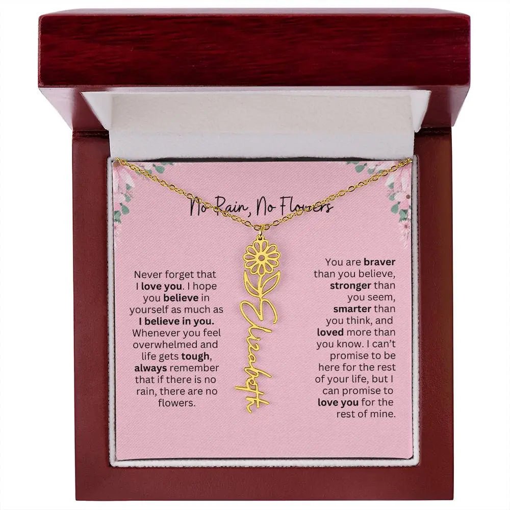 No Rain - No Flowers | Birth Necklace | Name Necklace | Unique Gift for Girlfriend, Wife, and Granddaughter - Ever Trendy Essentials