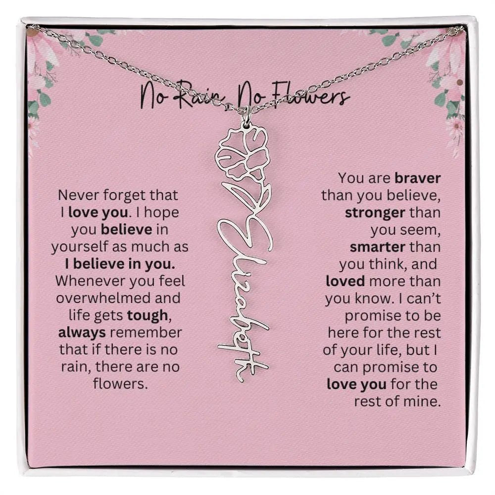 No Rain - No Flowers | Birth Necklace | Name Necklace | Unique Gift for Girlfriend, Wife, and Granddaughter - Ever Trendy Essentials