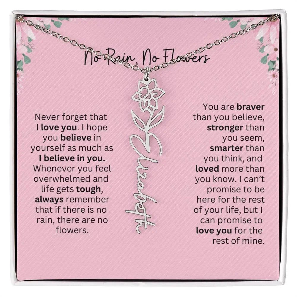 No Rain - No Flowers | Birth Necklace | Name Necklace | Unique Gift for Girlfriend, Wife, and Granddaughter - Ever Trendy Essentials