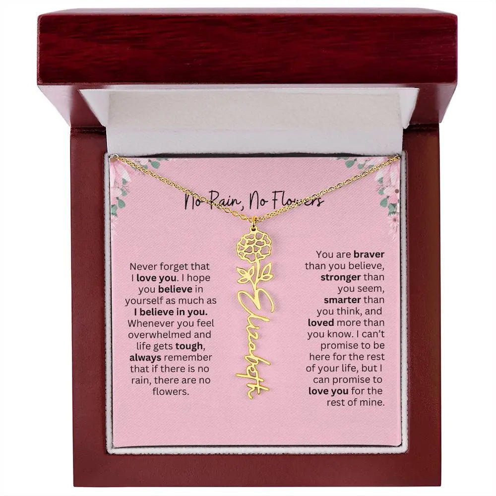No Rain - No Flowers | Birth Necklace | Name Necklace | Unique Gift for Girlfriend, Wife, and Granddaughter - Ever Trendy Essentials