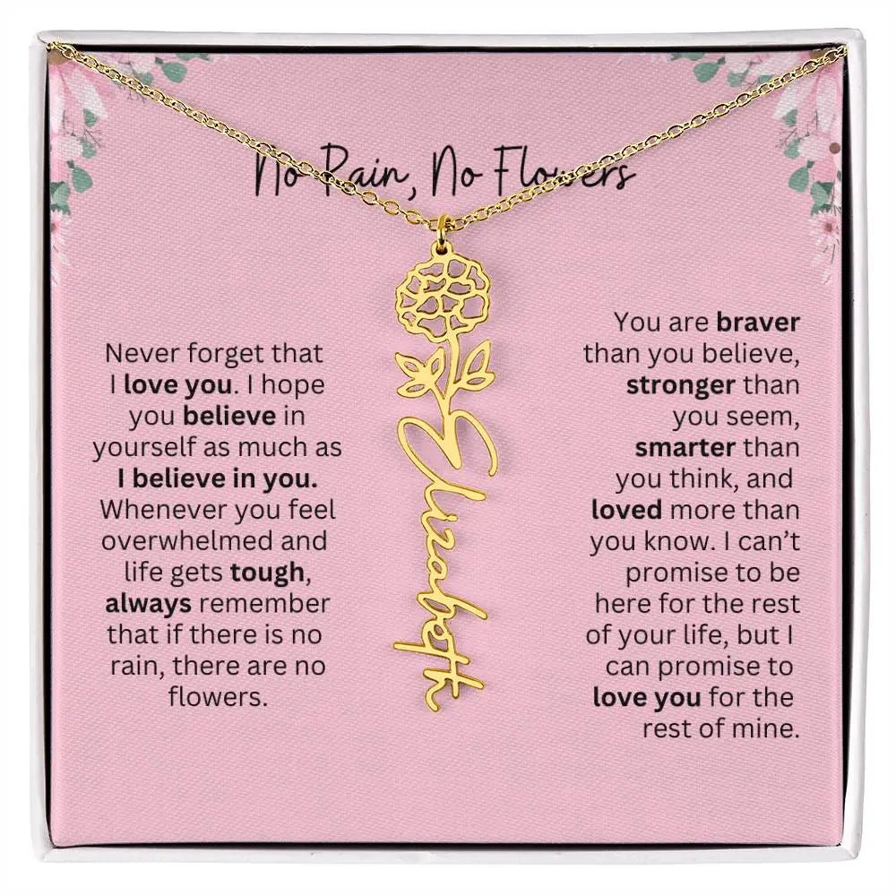 No Rain - No Flowers | Birth Necklace | Name Necklace | Unique Gift for Girlfriend, Wife, and Granddaughter - Ever Trendy Essentials