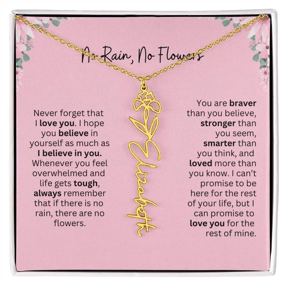 No Rain - No Flowers | Birth Necklace | Name Necklace | Unique Gift for Girlfriend, Wife, and Granddaughter - Ever Trendy Essentials