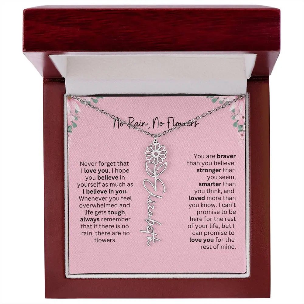 No Rain - No Flowers | Birth Necklace | Name Necklace | Unique Gift for Girlfriend, Wife, and Granddaughter - Ever Trendy Essentials