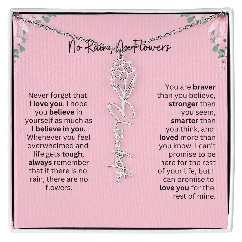 No Rain - No Flowers | Birth Necklace | Name Necklace | Unique Gift for Girlfriend, Wife, and Granddaughter - Ever Trendy Essentials