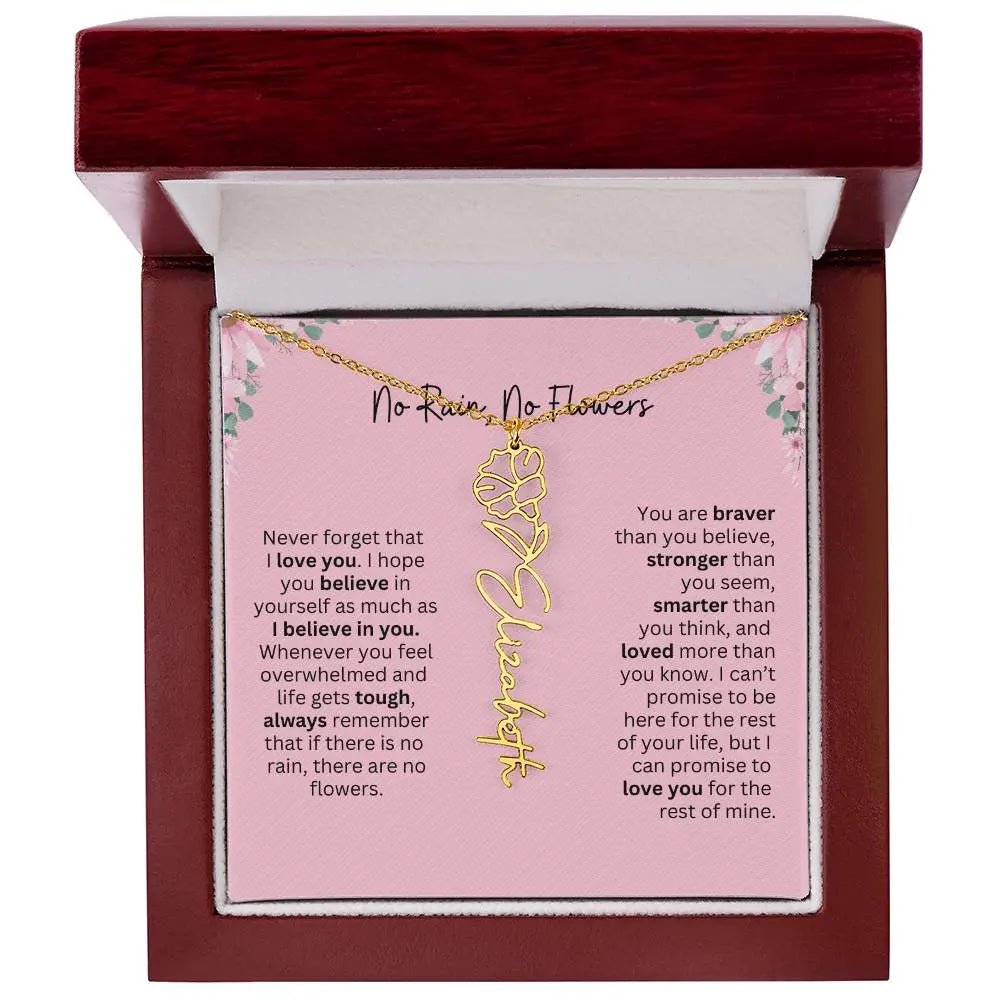No Rain - No Flowers | Birth Necklace | Name Necklace | Unique Gift for Girlfriend, Wife, and Granddaughter - Ever Trendy Essentials