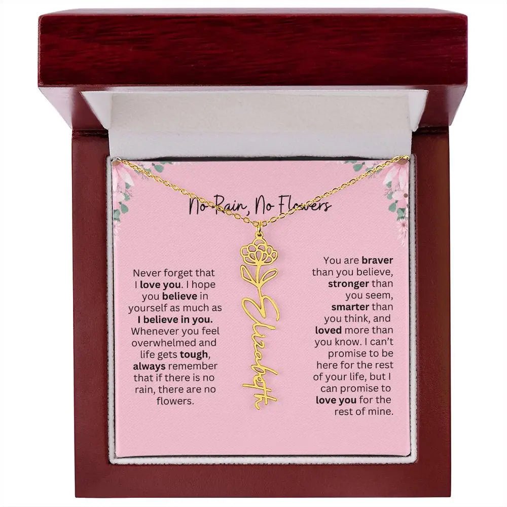 No Rain - No Flowers | Birth Necklace | Name Necklace | Unique Gift for Girlfriend, Wife, and Granddaughter - Ever Trendy Essentials